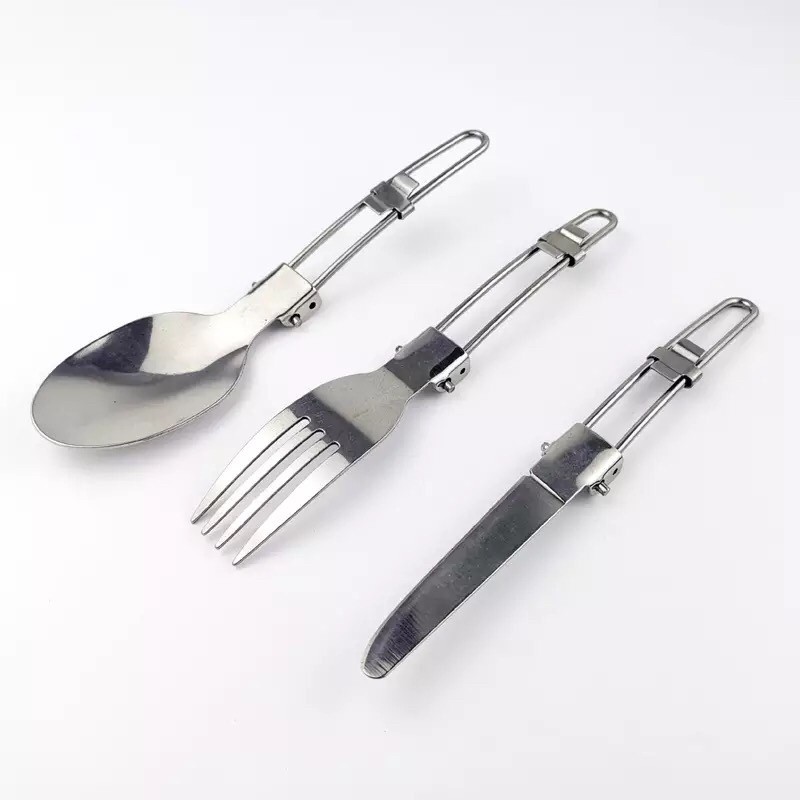 【COD】 Alat Makan Lipat Portable * Sendok Garpu Pisau Stainless Steel * Travel Outdoor Camping