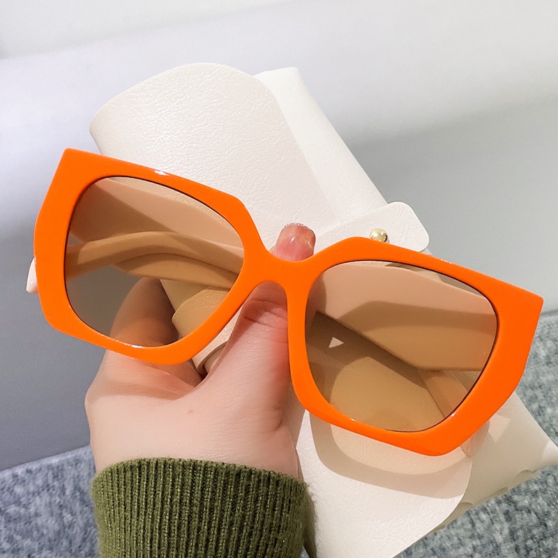 Personality Contrast Sunglasses Women Fashion Diamond Legs Oversized Square Frame