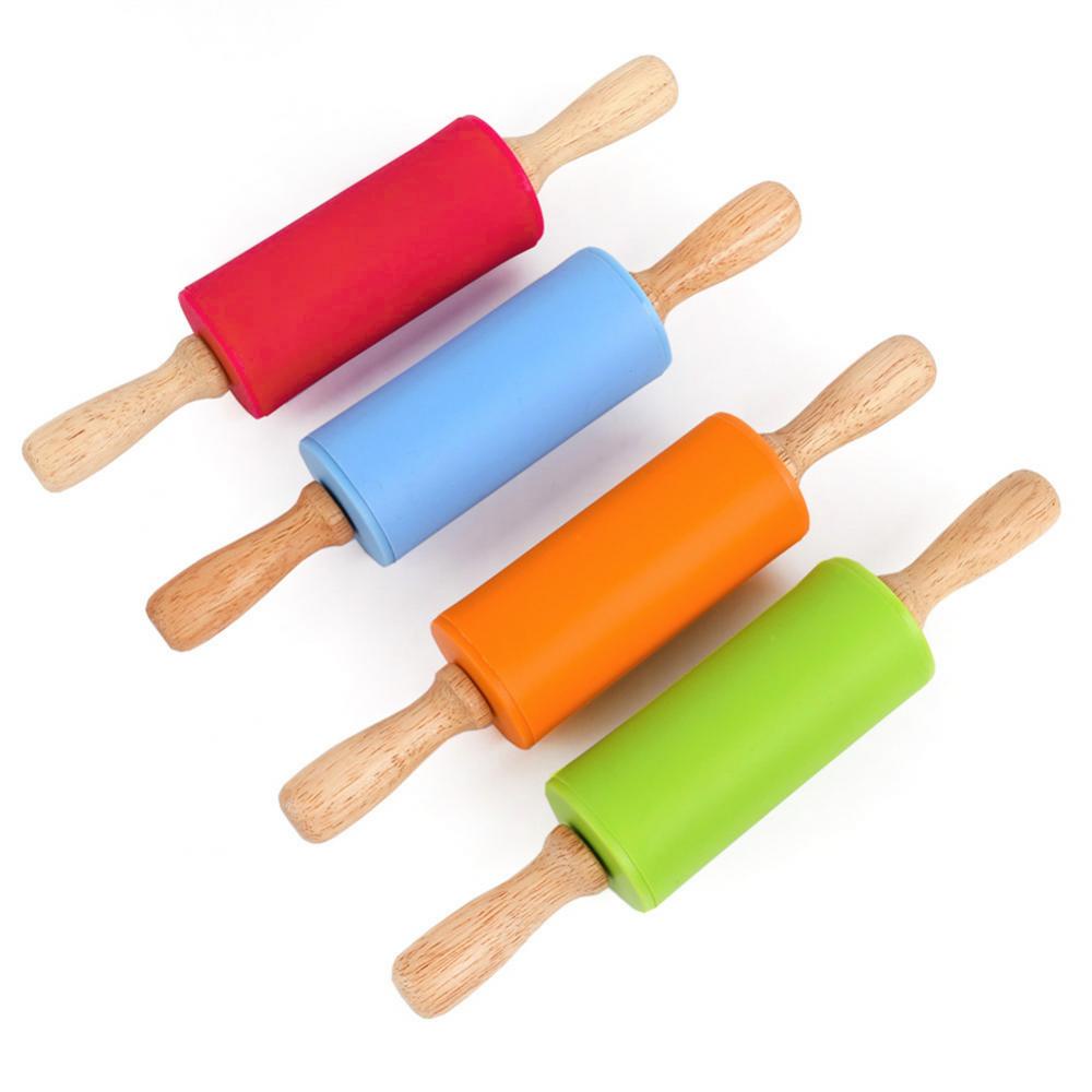 ROLLING PIN SILICONE DENGAN PEGANGAN KAYU/ PENGGILING ADONAN SERBAGUNA / ROLLING PIN UNTUK ADONAN