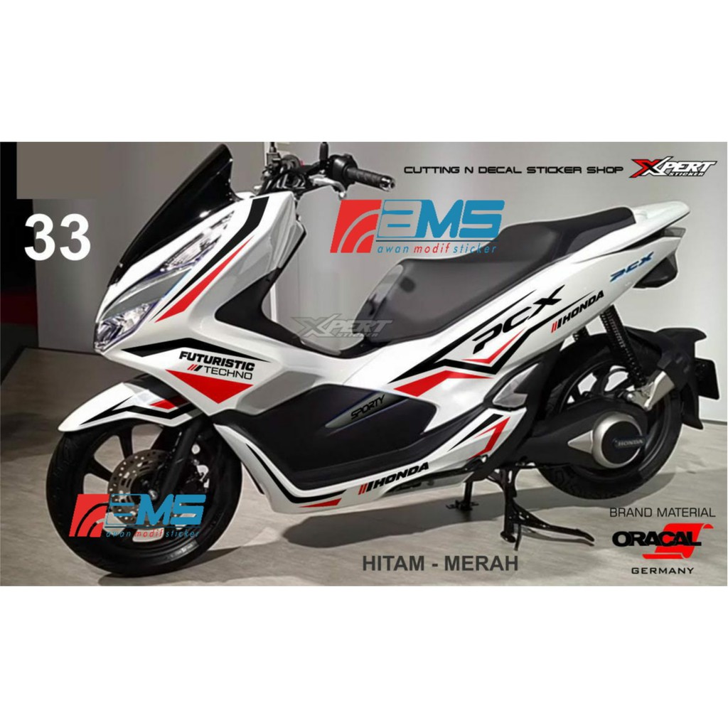 Sticker Honda Pcx Warna Hitam Merah Kode 33 Shopee Indonesia