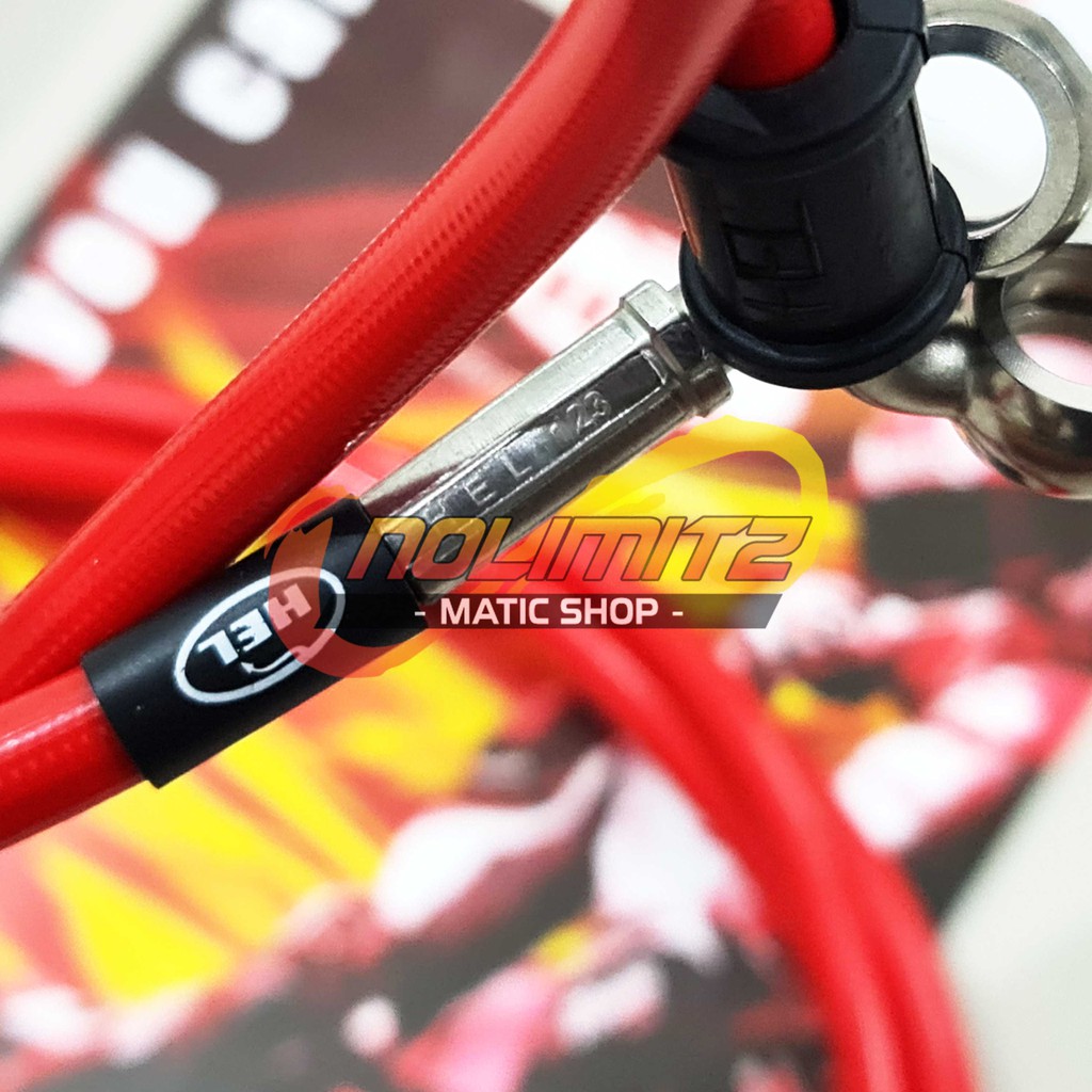 Selang Rem Racing HEL Infinit Merah NON ABS Depan Belakang NMAX