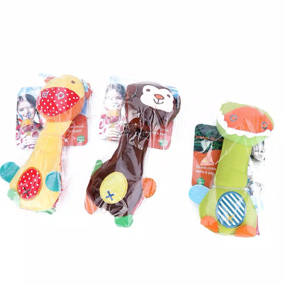 SALE Boneka rattle stick genggam mainan bayi bunyi motif animal