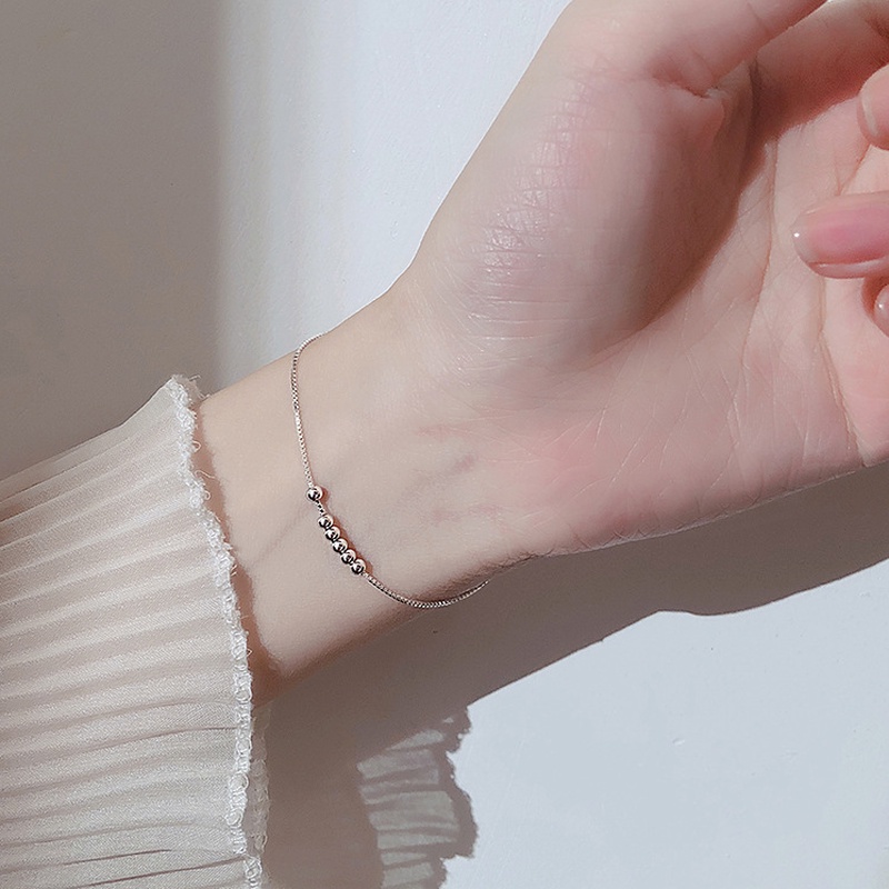We Flower Gelang Rantai Manik-Manik Kecil Bahan s925 Silver Gaya Korea Untuk Wanita