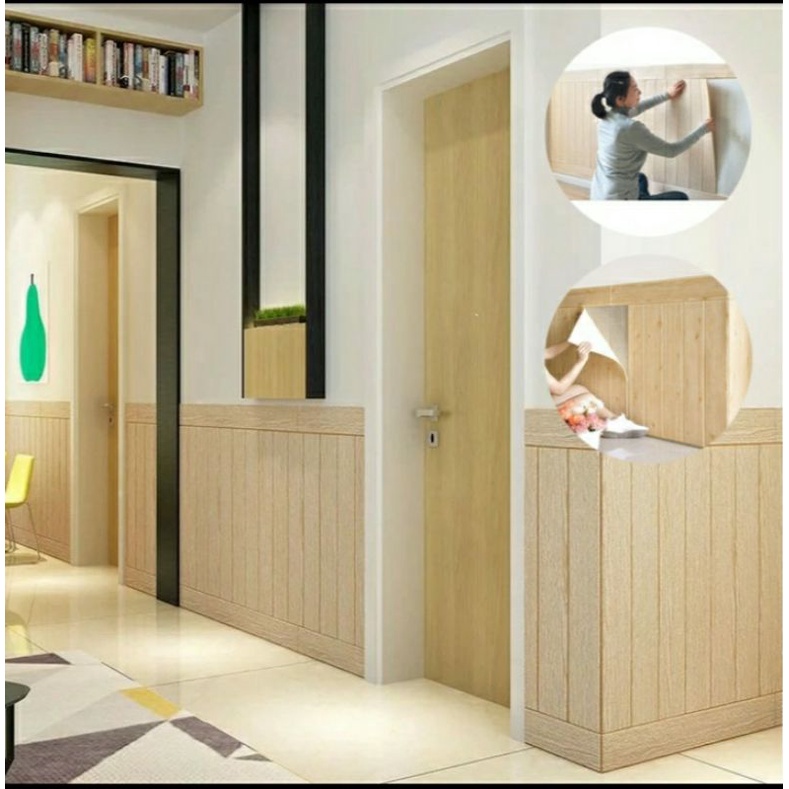 PEKANBARU Wallpaper foam  3D 6mm-7mm-KAYU KREM 3mm