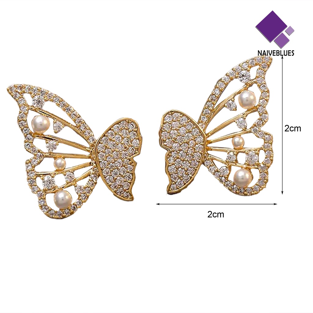 1 Pasang Anting Stud Desain Kupu-Kupu Geometris Untuk Wanita Butterfly