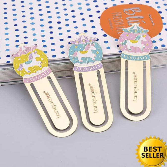 

BEST SELLER Pony Carousel Metal Bookmark / Klip Kertas Pembatas Buku TERJAMIN