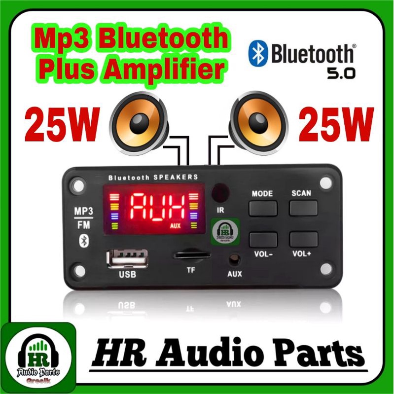 Mp3 Bluetooth 5.0 Plus Amplifier Stereo 25W DC 8V - 12V 2x 25Watt 50W