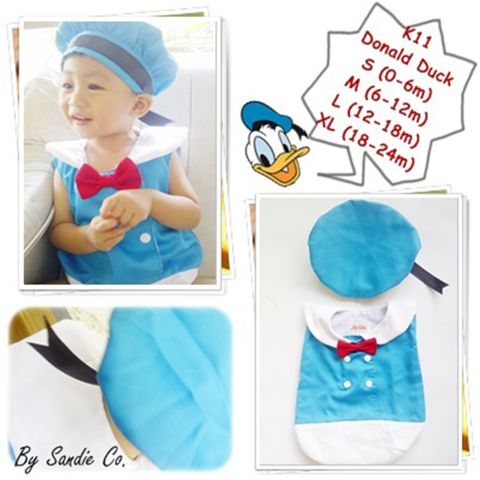 Stelan Bayi Baju Topi Lucu Kostum Donald Duck Jumper Karakter Disney