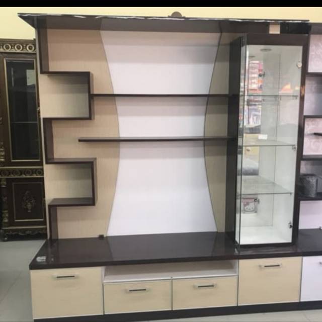 Lemari tv bufet tv kayu HPL minimalis