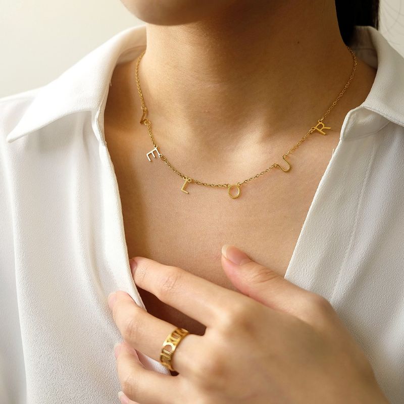 Kalung Rumbai Prilly Custom Ukir Nama Lapis Emas