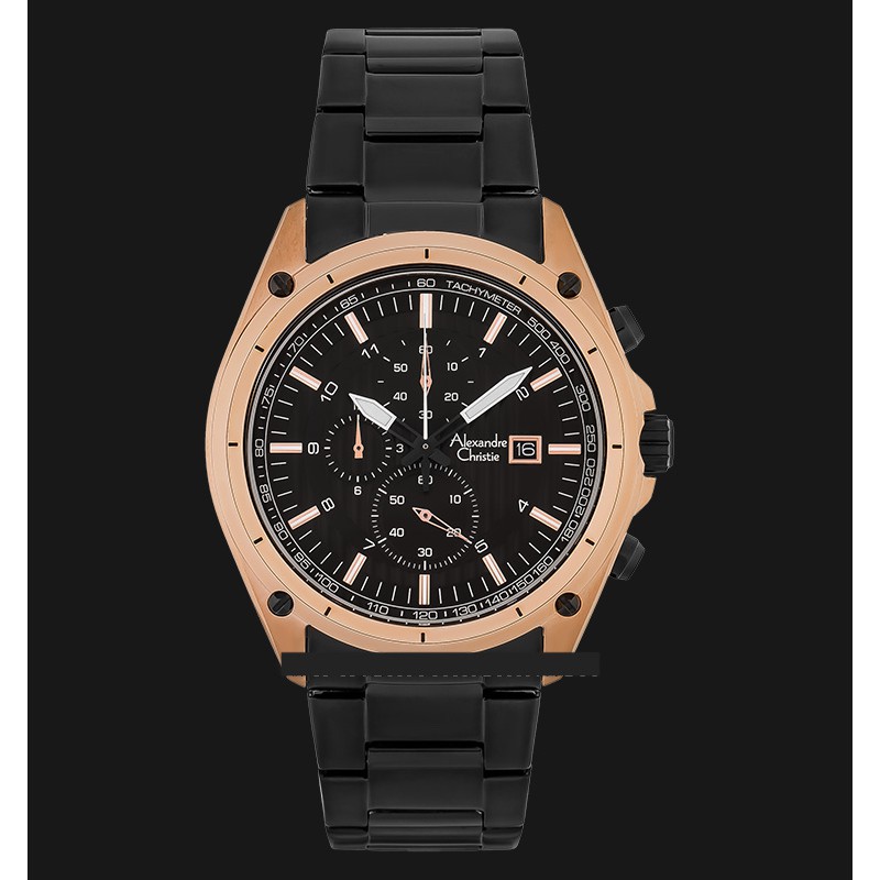 Alexandre Christie AC 6493 MC BBRBA Chronograph Men Black Rosegold