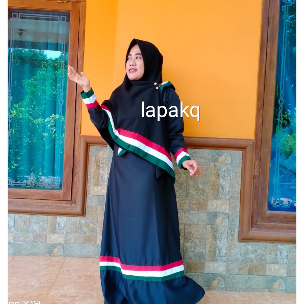 GAMIS PALESTINE + KHIMAR 2 SISI set gamis palestina real pict