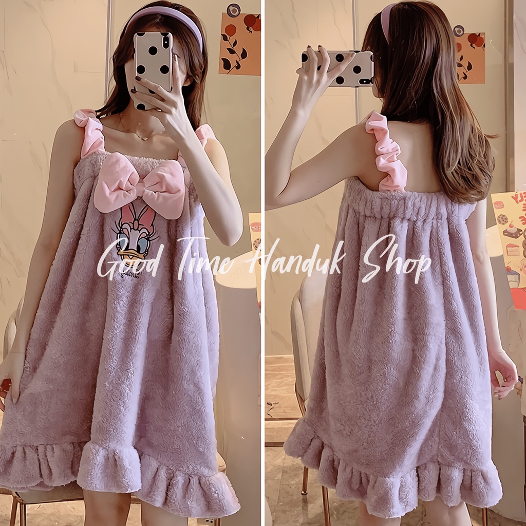 Handuk Kimono Import / Handuk Mandi Baju Dengan Kantong 110x130cm Wearable Towel Micro Bulu Handuk Mandi Dewasa