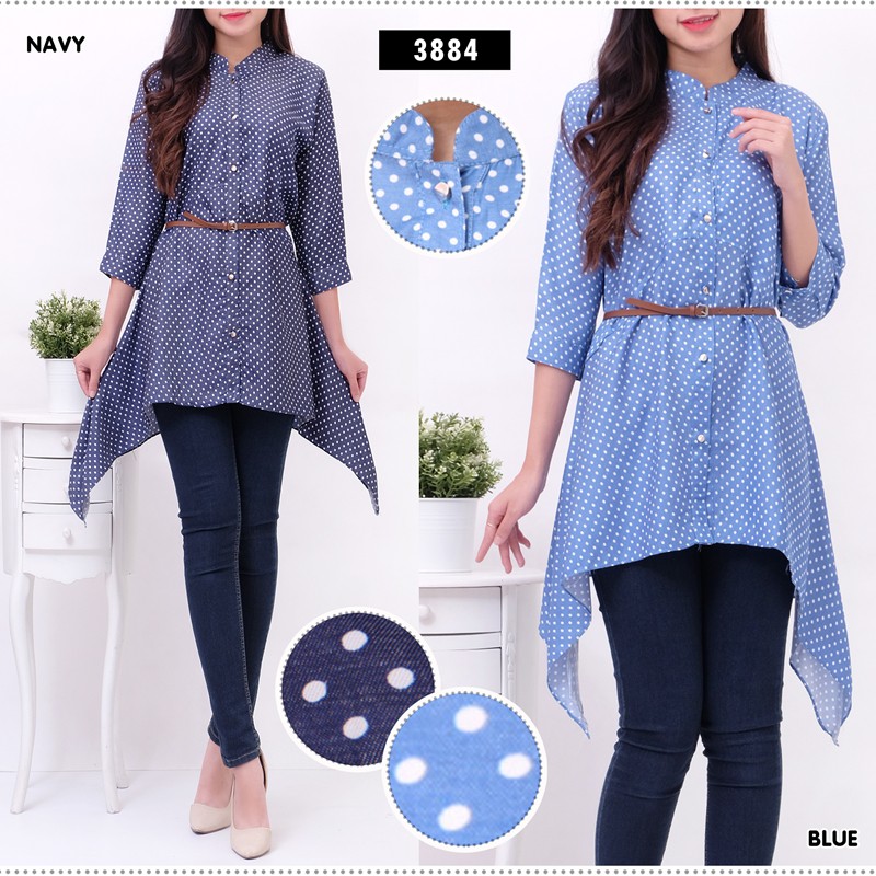 Femme Ols- Tunik Polka Denim 3884