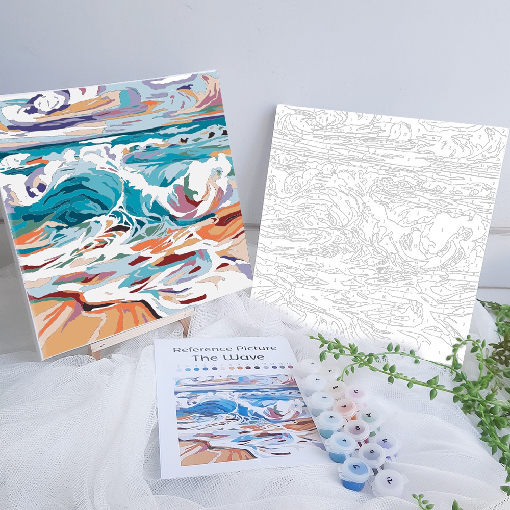 

[Artopia] Paint by Numbers The Wave Edition / Number Alam Ombak Pantai Beach Mewarnai Kanvas Canvas 25x25cm