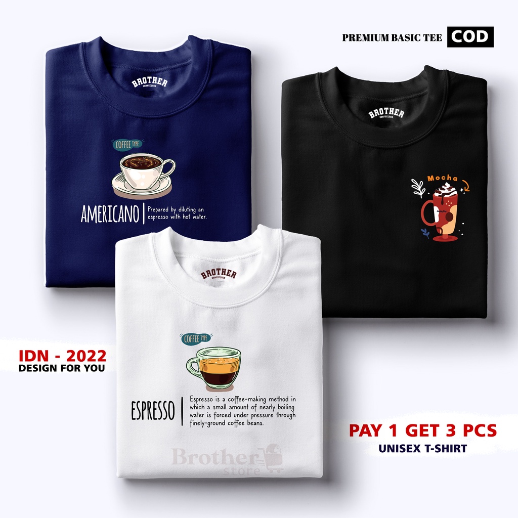 BUY 1 OR 3 PCS ( PROMO COD ) BROTHER STORE / Kaos Distro100% Catoon Combed 30s / Articel Coffee Type