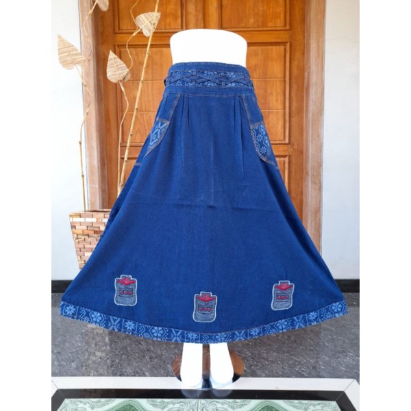 Rok Jeans Wanita / Rok Panjang Wanita / Rok Bordir / Rok Jeans Murah / Rok Cantik