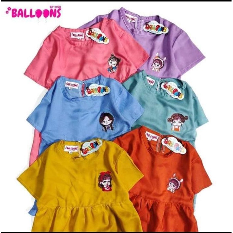 Setelan Tunik Rayon Premium Anak 1-4 tahun Ori Balloon OSK Kids