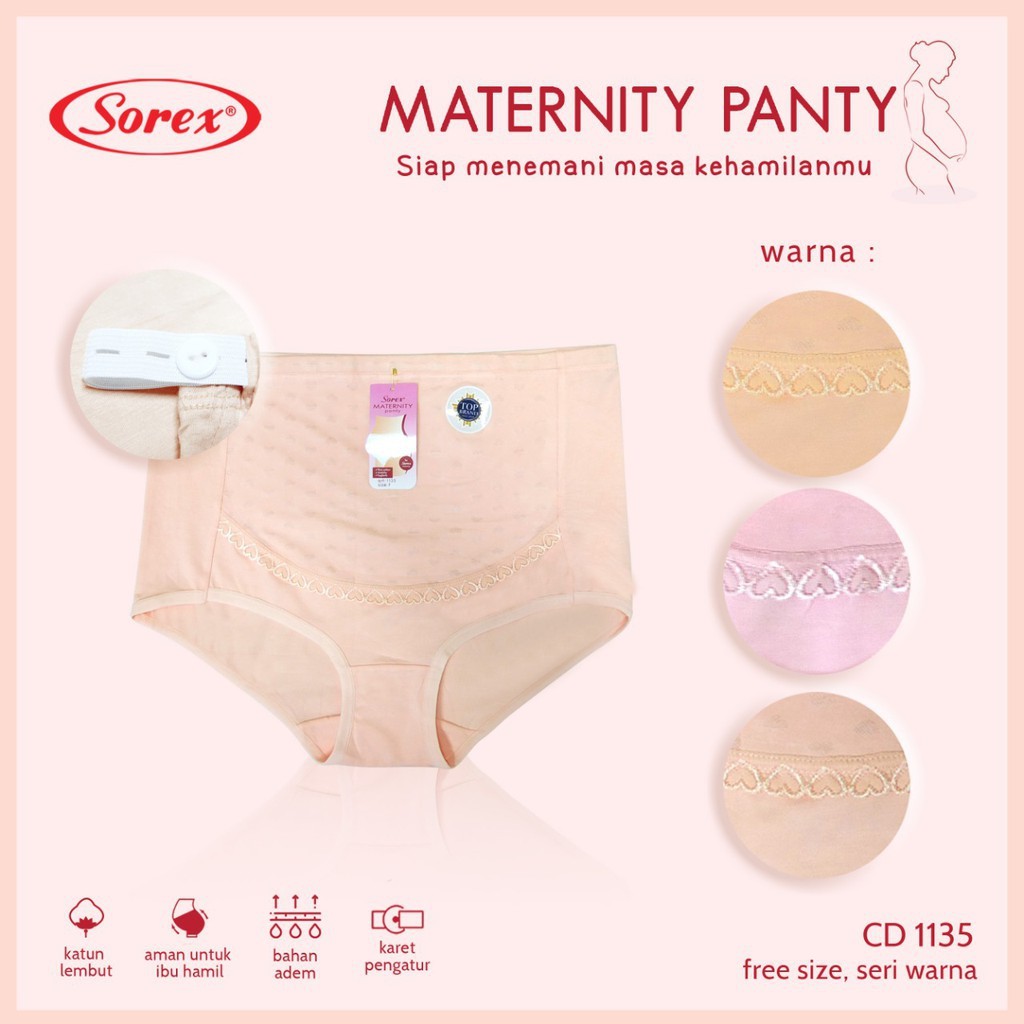 Sorex Cd Wanita Hamil Maxi Katun Maternity Panty CD 1135 Freesize Karet Kancing