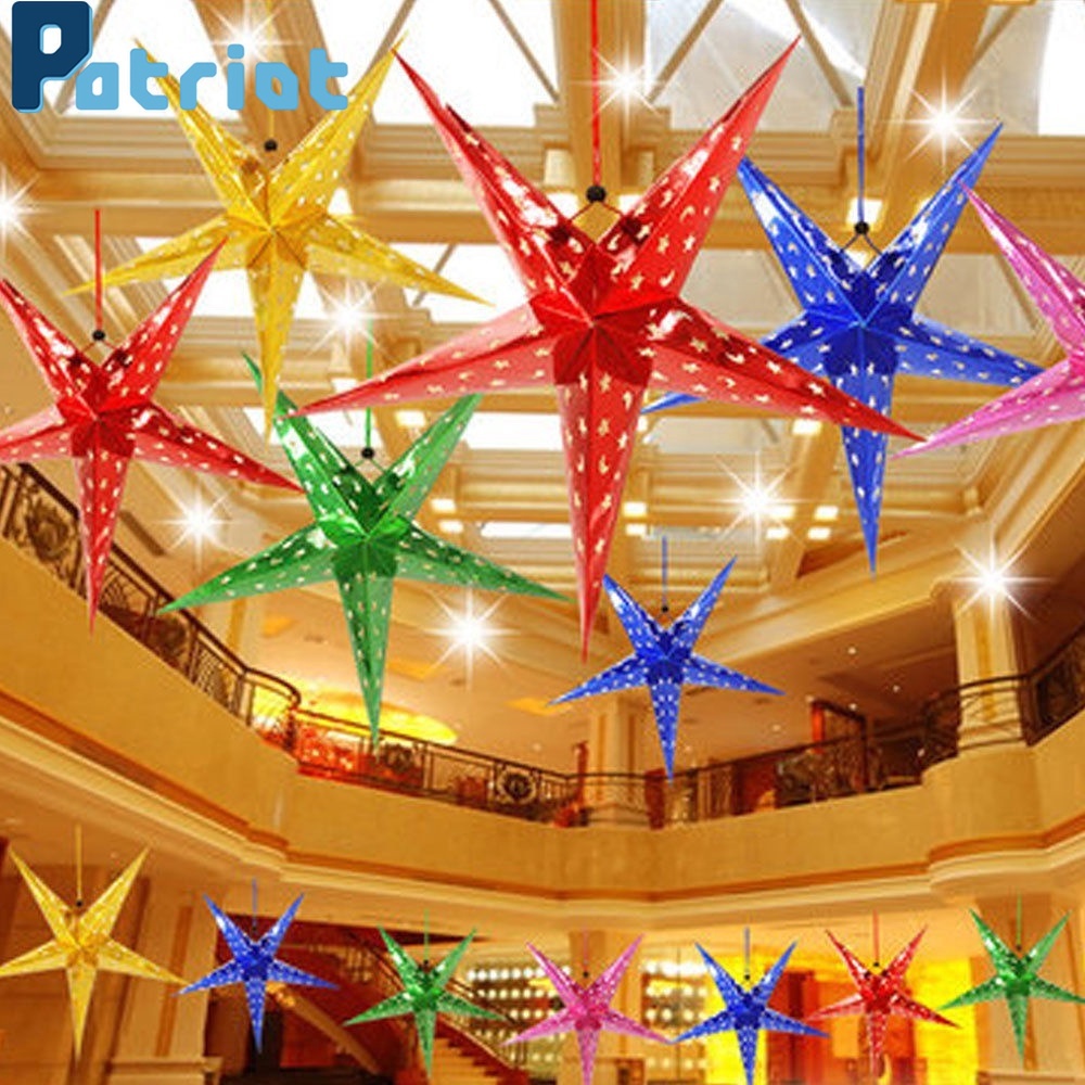 [ 30cm Xmas Five-pointed star Hanging Paper Decoration for Christmas Festival Home Party  Wedding Present ]