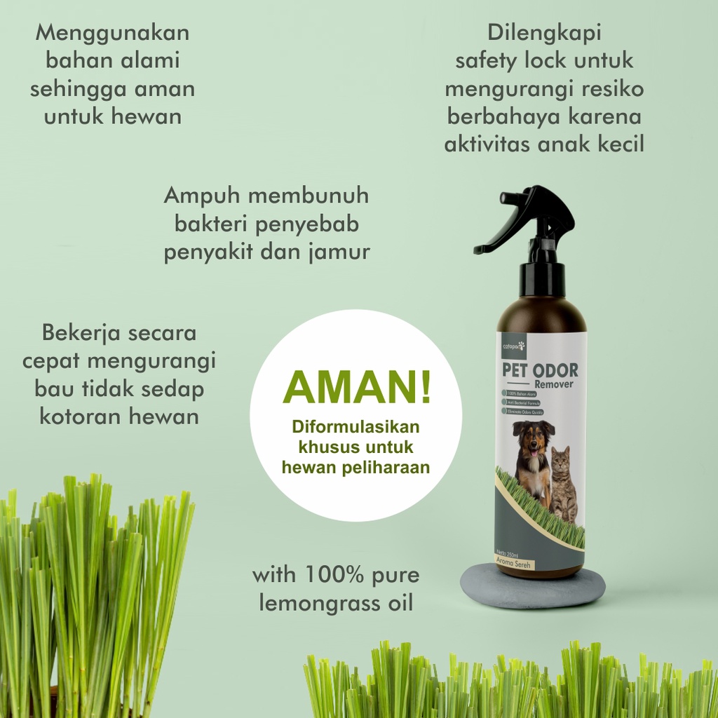 CATAPAW Penghilang Bau Kotoran Kucing Anjing / Pet Odor Remover Penghilang Bau Pesing Pup Pipis Kucing / Pewangi Pasir Gumpal Kucing Cat Litter Box - Aroma Lemongrass