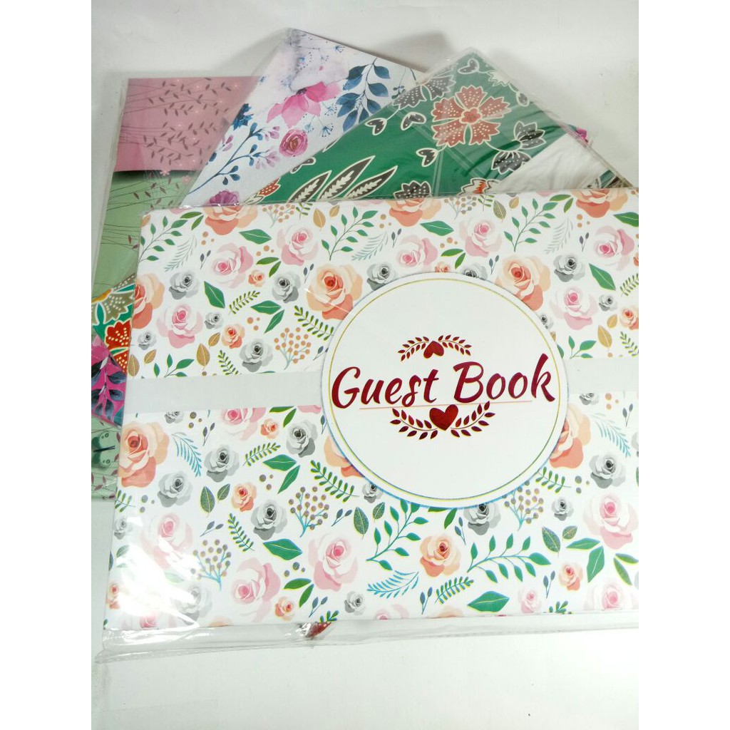 Buku tamu undangan motif bunga Promo beli 1 dapat 1