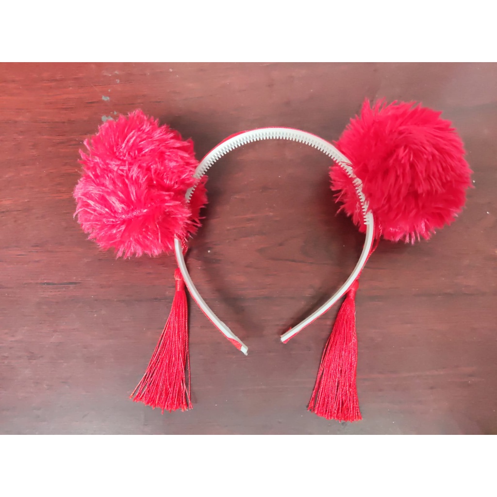 bando imlek merah Chinese new year red tassel pompom