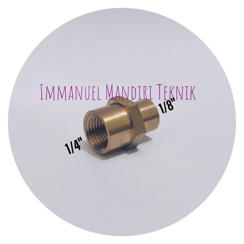 Socket Drat Dalam 1/4 x 1/8 Kuningan / Double Sok / Double Sock Drat Dalam 1/4 x 1/8