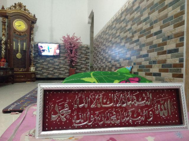 Kaligrafi Syahadat Ukuran 65cm X 25cm Pintu Ruang Tamu Dekorasi