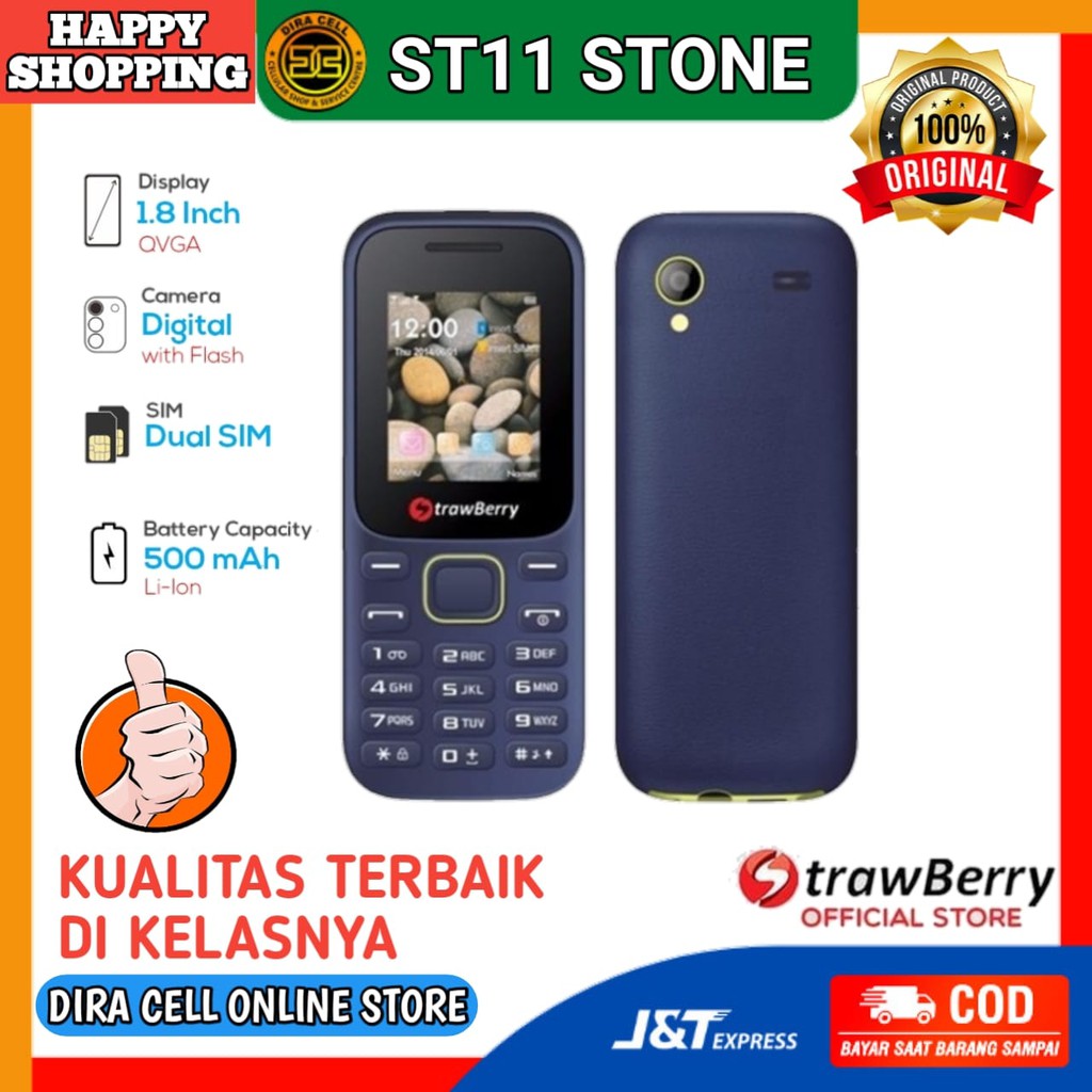 HANDPHONE HENPON POHNSEL HP HAPE STRAWBERRY ST11 STONE DUAL SIM + MEMORY CAMERA BLUETOOTH TERBARU