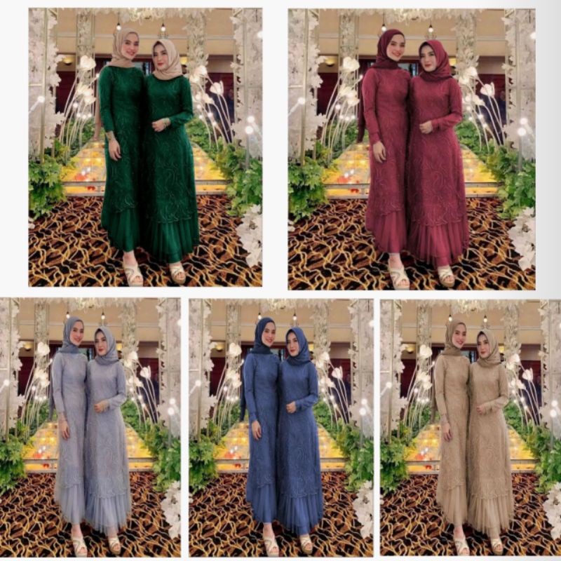 (TERBARU)GAMIS BRUKAT TILE RUBY MUTIARA/MAXI GERALDINE/MAXI BRUKAT TILE RUBY MUTIARA/
