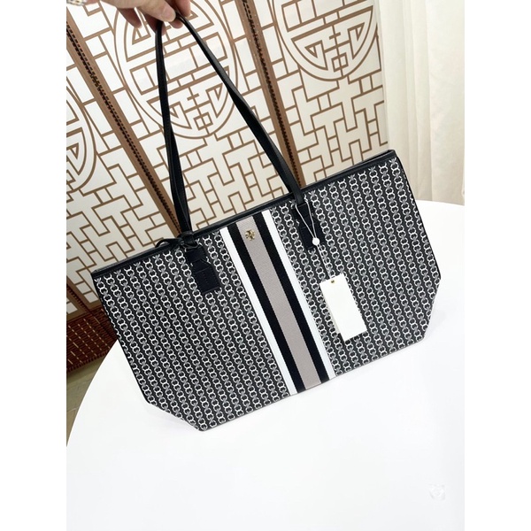 Tory Burch Geo Monogram Coated Canvas Tote Bag