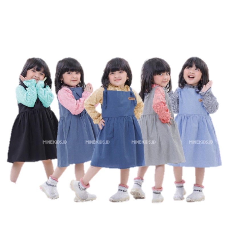 Setelan Anak overall dress dan kemeja balita minekids