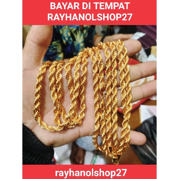 KALUNG MELINTIR JUMBO LAPIS EMAS 22K MEWAH ELEGAN P 45-60CM