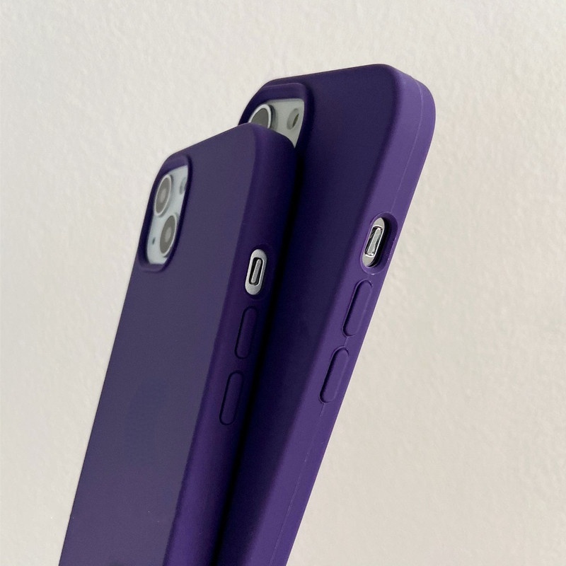 Soft Case Silikon Warna Ungu Tua Untuk IPhone 11 12 13 14 Pro X XR XS Max 7 8 Plus