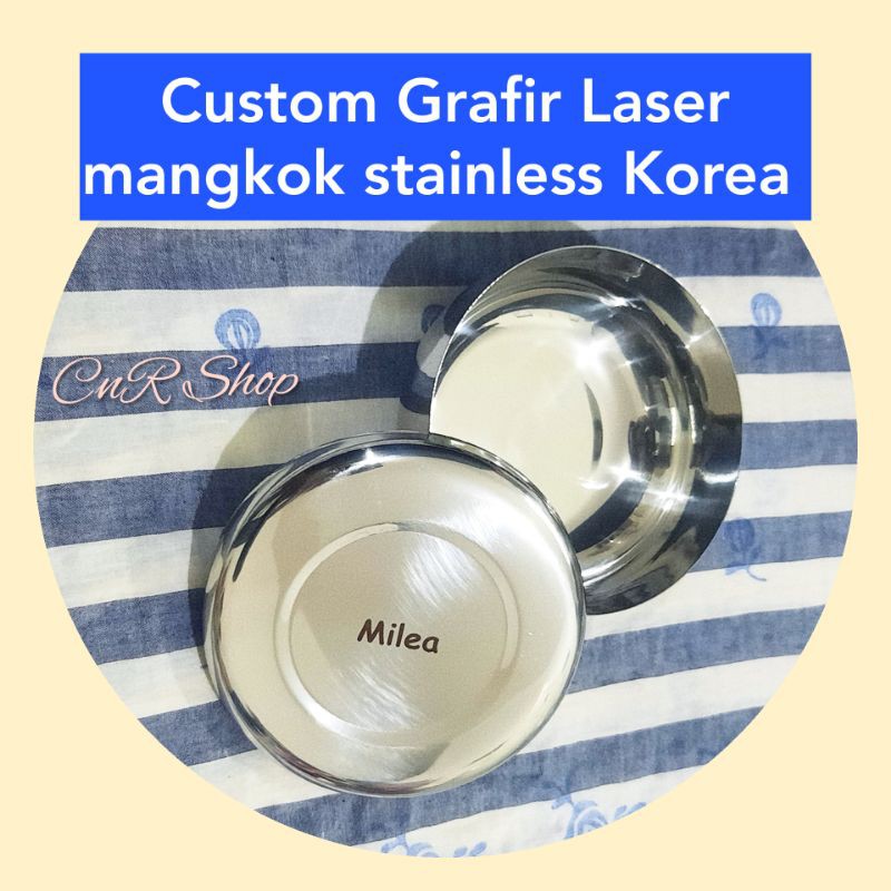 mangkok korea nasi sayur bowl stainless custom grafir laser