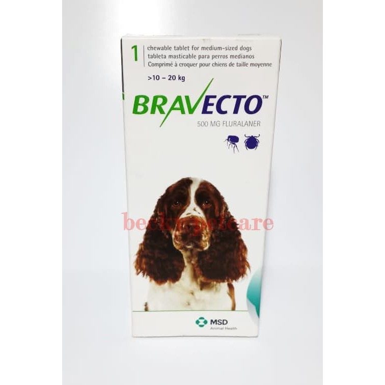 OBAT KUTU & DEMODEX ANJING BRAVECTO 500 MG FOR MEDIUM DOG 10-20 Kg