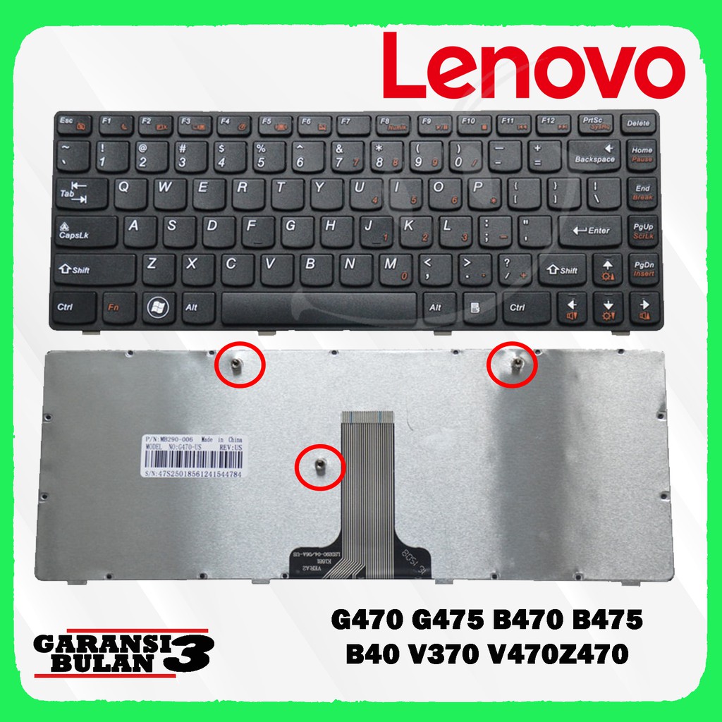 KEYBOARD LAPTOP LENOVO G470 G475 B470 B475 B490 V370 Z470