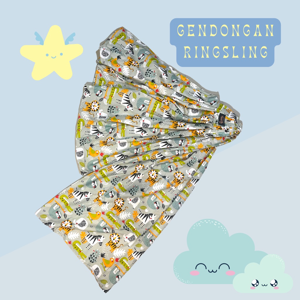 GENDONGAN BAYI RING SLING / RINGSLING ANTI PEGAL ANIMAL GREY