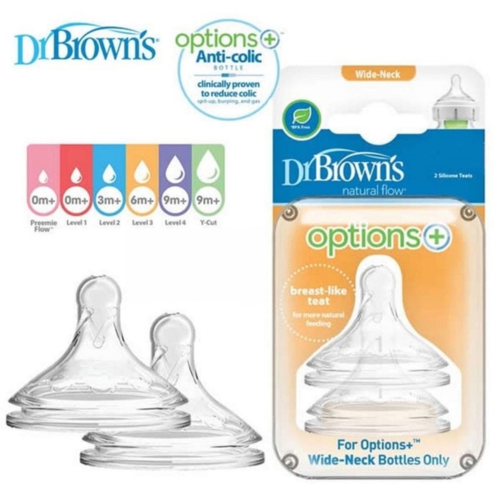 Dr. Brown's Silicone Wide-Neck Options+ Nipple Dr Brown Dot Botol 2pc