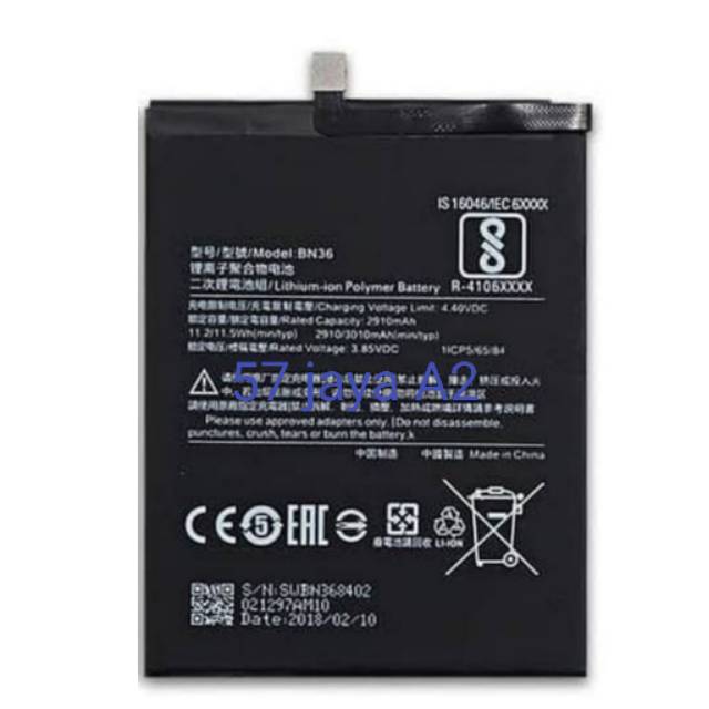 Batre Batterey Baterai Xiaomi Mi A2 Mi 6X MiA2 BN36 Original