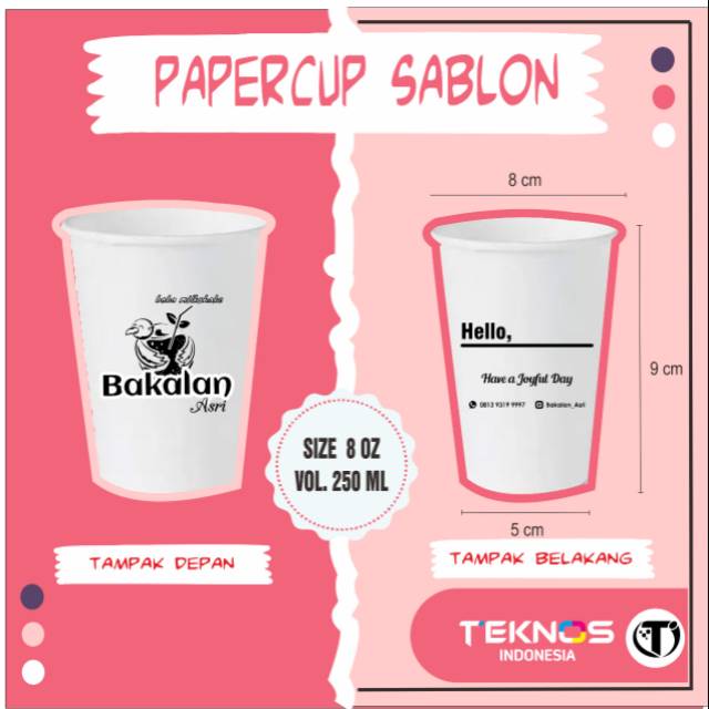 Jual Papercup Paper Cup Sablon Gelas Kopi Kertas Custom Oz Ml Shopee Indonesia