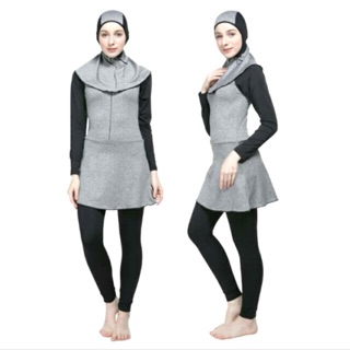 Baju Renang Muslimah Dewasa Motif Abu Misti Hijab Hitam Polos | Shopee