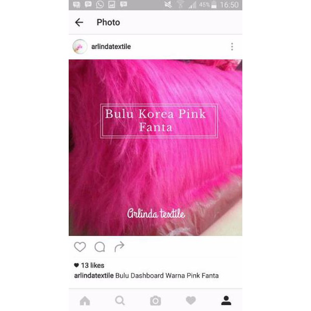 Murah Karpet Bulu / Kain  Korea Pink Fanta Bulu 7Cm