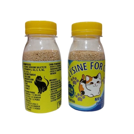 Vitamin Penggemuk dan Bulu Kucing Lysine For Cat 50gr Penumbuh Bulu Kucing Pelebat Bulu Obat Bulu Kucing Rontok FEZONE