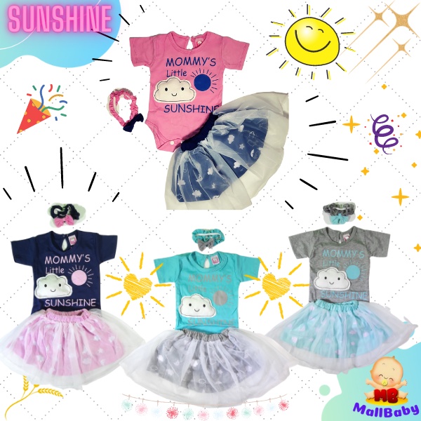 Baju Bayi Perempuan Set Jumper Rok Bandana Shanghai Cute