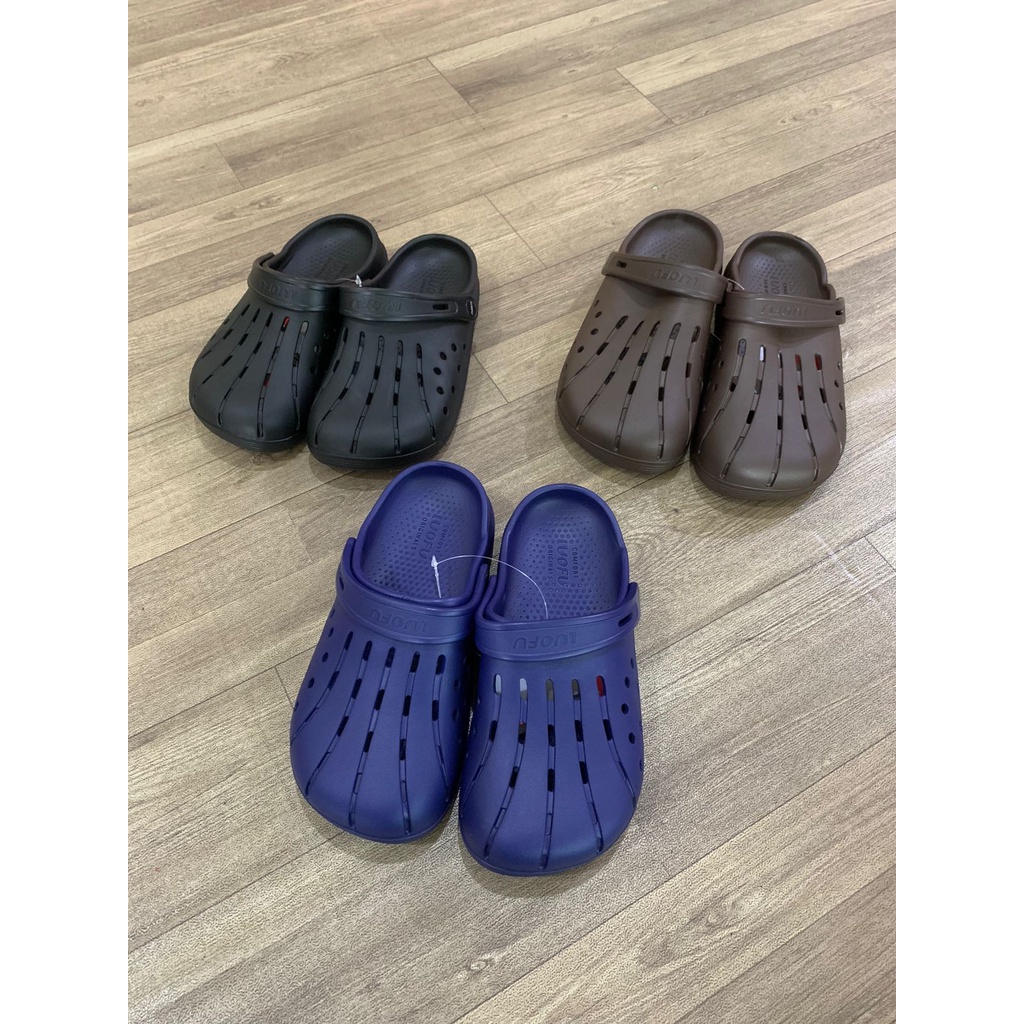 Sandal Slip On Luofu Model Bakpao Garis Wanita E 7205