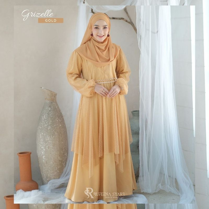 Dress kondangan/ dress wanita/ dress muslimah/ dress gold