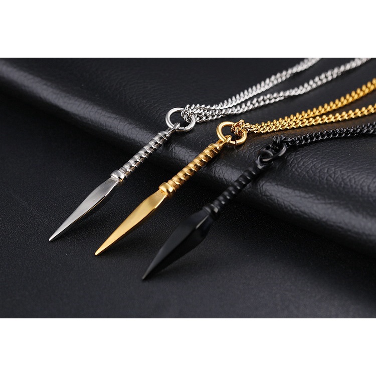 New personality cool spearhead titanium steel men's necklace tricolor