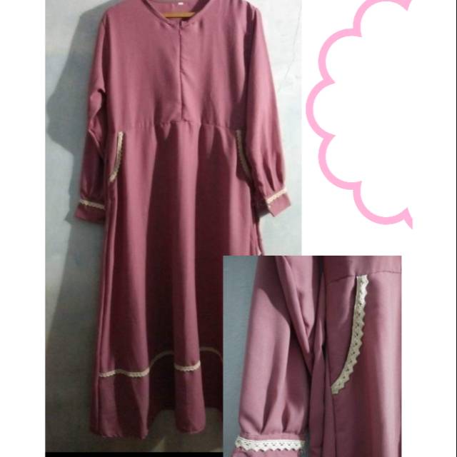 Gamis Pink Wollycrepe Zizeza
